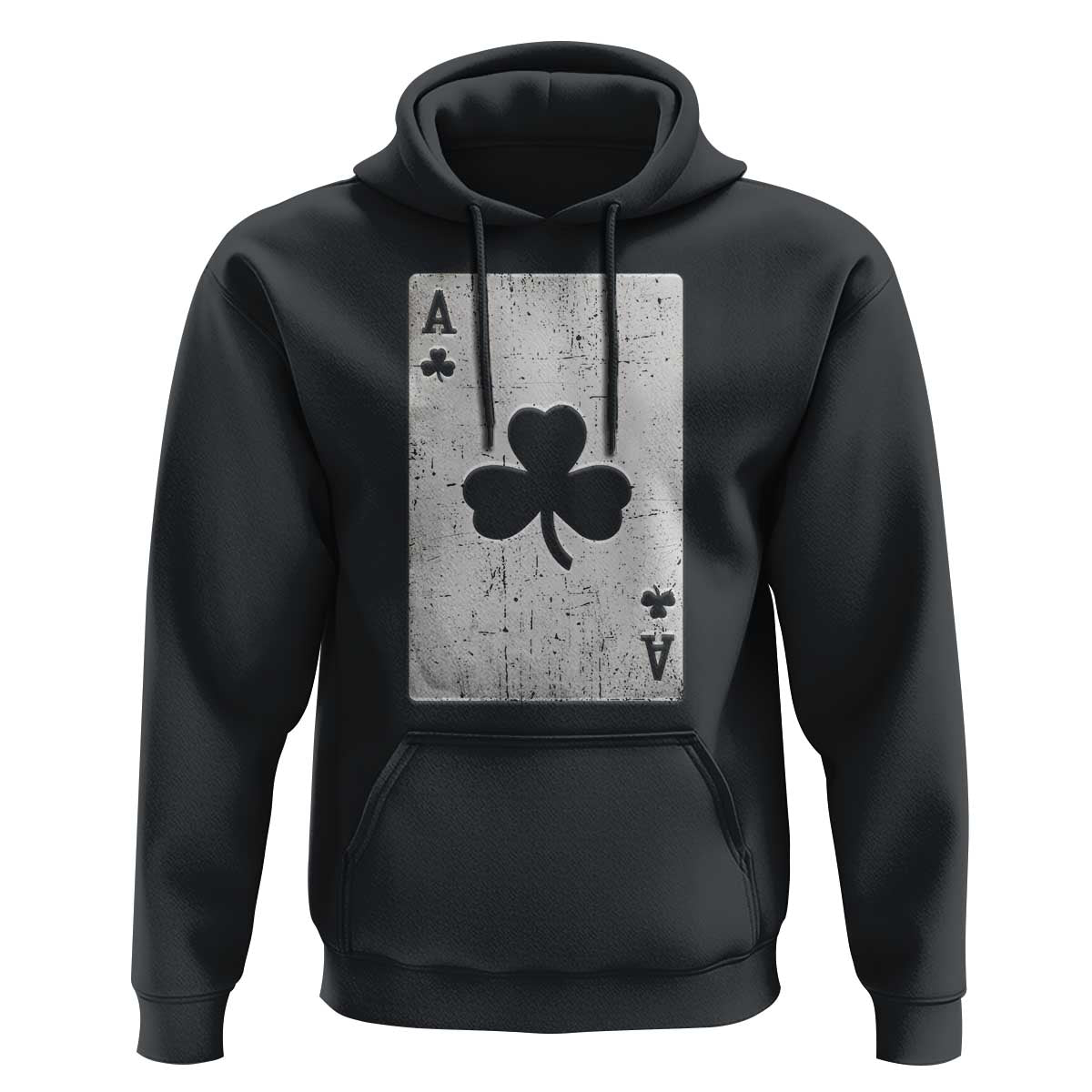 Funny St Patrick's Day Shamrock Clubs Poker Card Hoodie