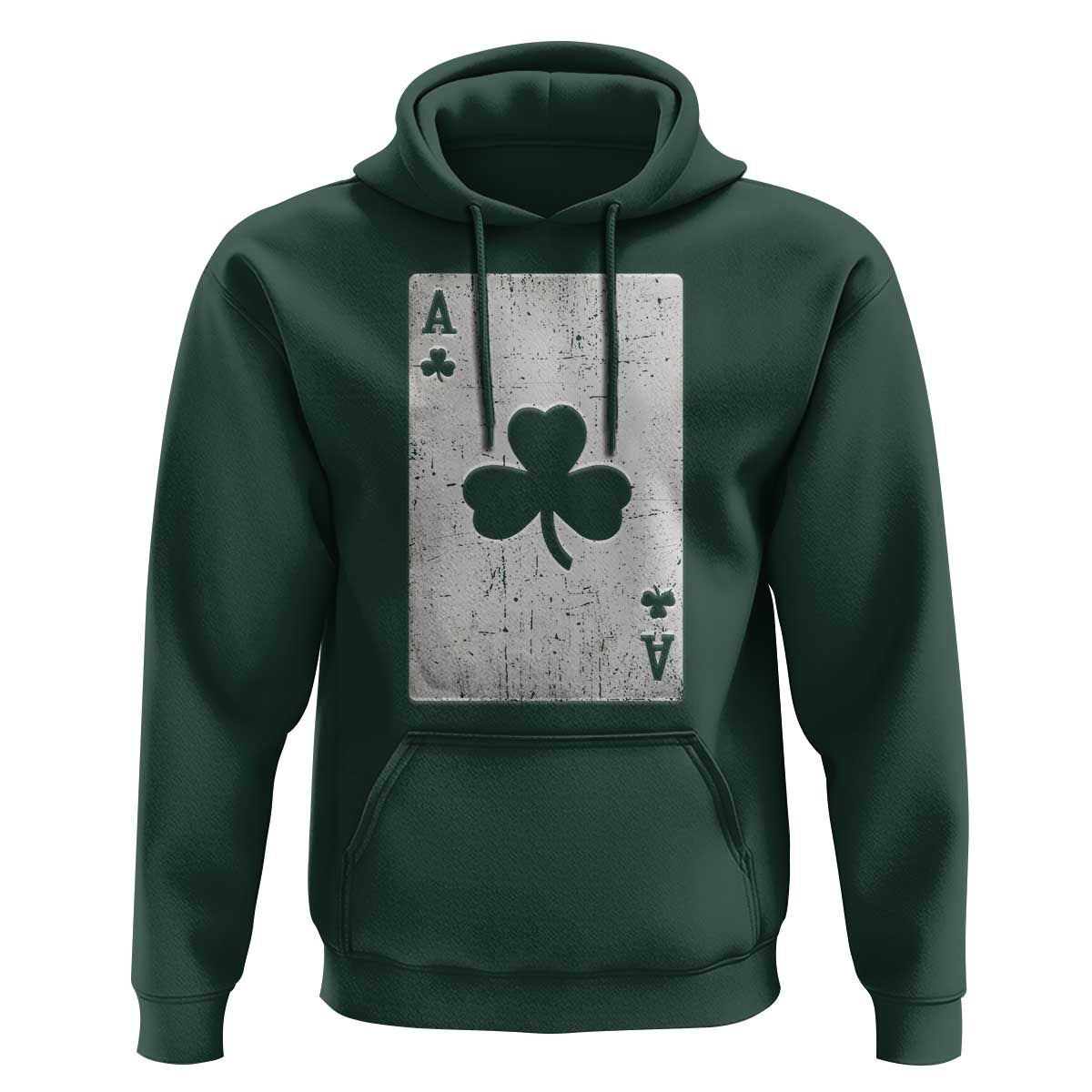 Funny St Patrick's Day Shamrock Clubs Poker Card Hoodie