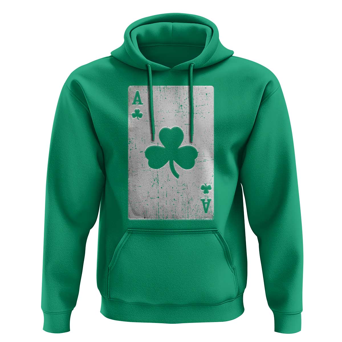 Funny St Patrick's Day Shamrock Clubs Poker Card Hoodie