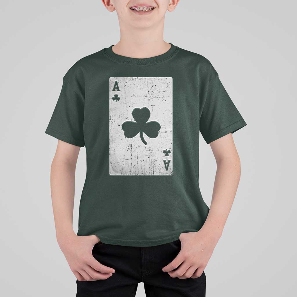 Funny St Patrick's Day Shamrock Clubs Poker Card T Shirt For Kid