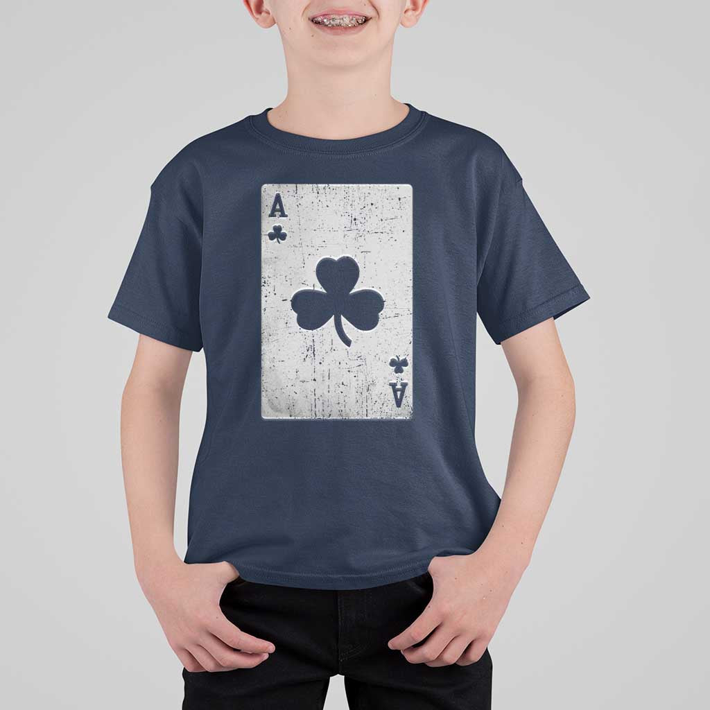 Funny St Patrick's Day Shamrock Clubs Poker Card T Shirt For Kid