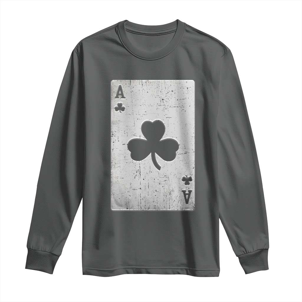 Funny St Patrick's Day Shamrock Clubs Poker Card Long Sleeve Shirt