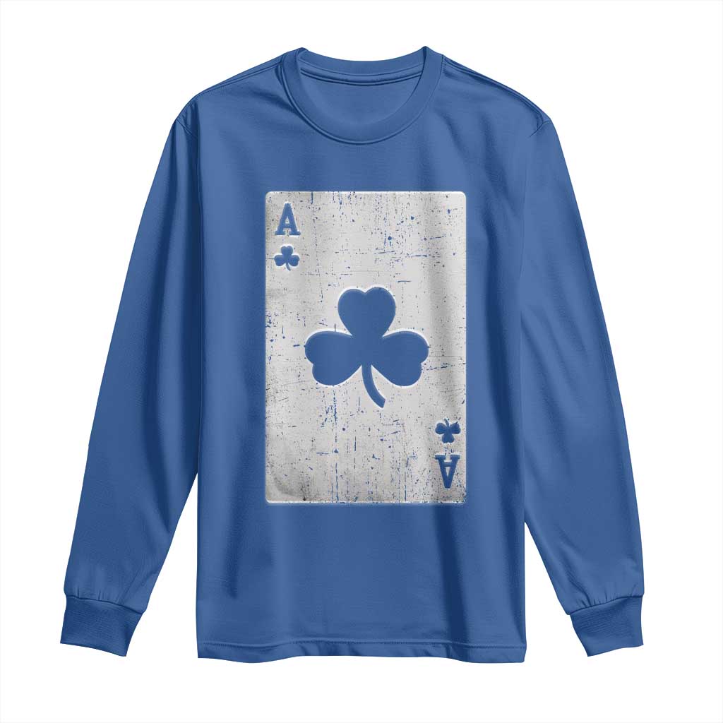 Funny St Patrick's Day Shamrock Clubs Poker Card Long Sleeve Shirt