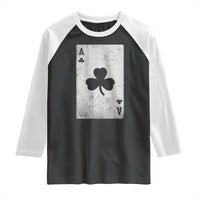 Funny St Patrick's Day Shamrock Clubs Poker Card Raglan Shirt