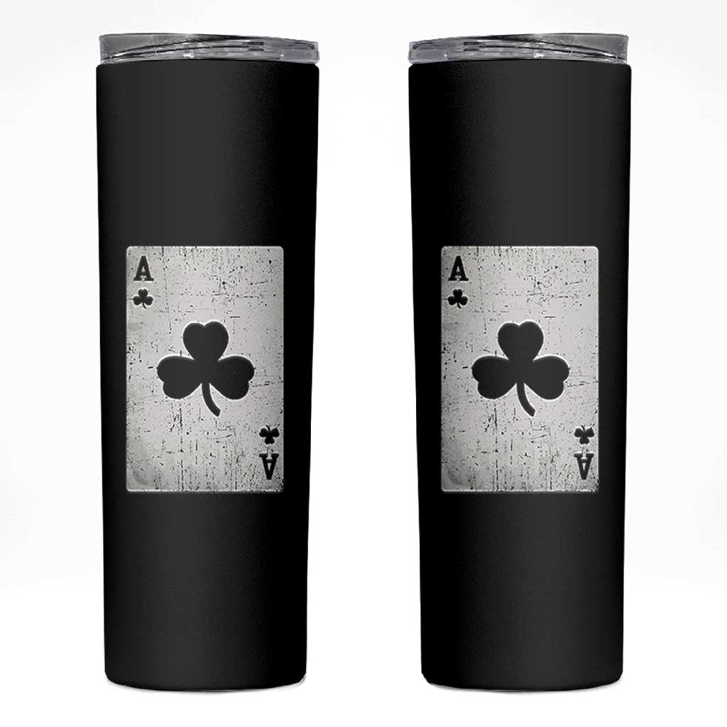 Funny St Patrick's Day Shamrock Clubs Poker Card Skinny Tumbler
