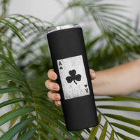 Funny St Patrick's Day Shamrock Clubs Poker Card Skinny Tumbler