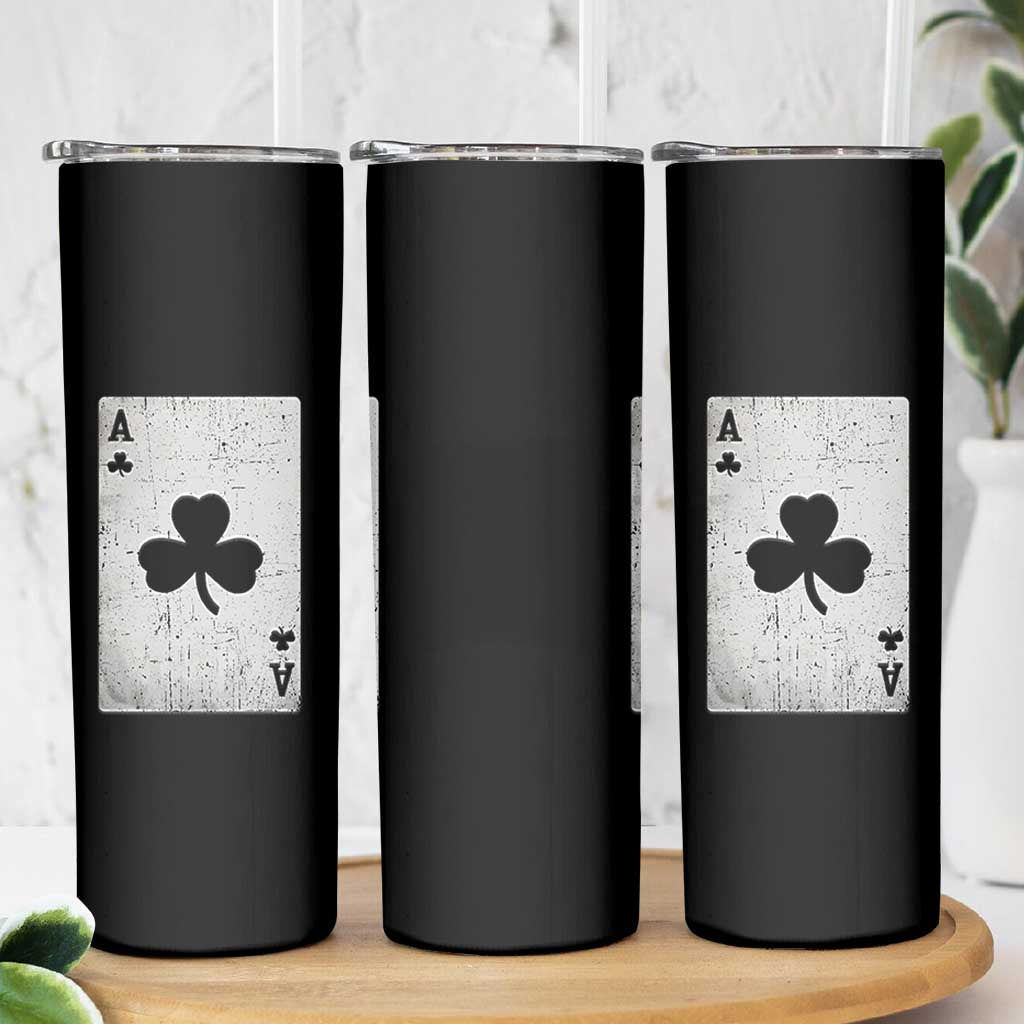 Funny St Patrick's Day Shamrock Clubs Poker Card Skinny Tumbler