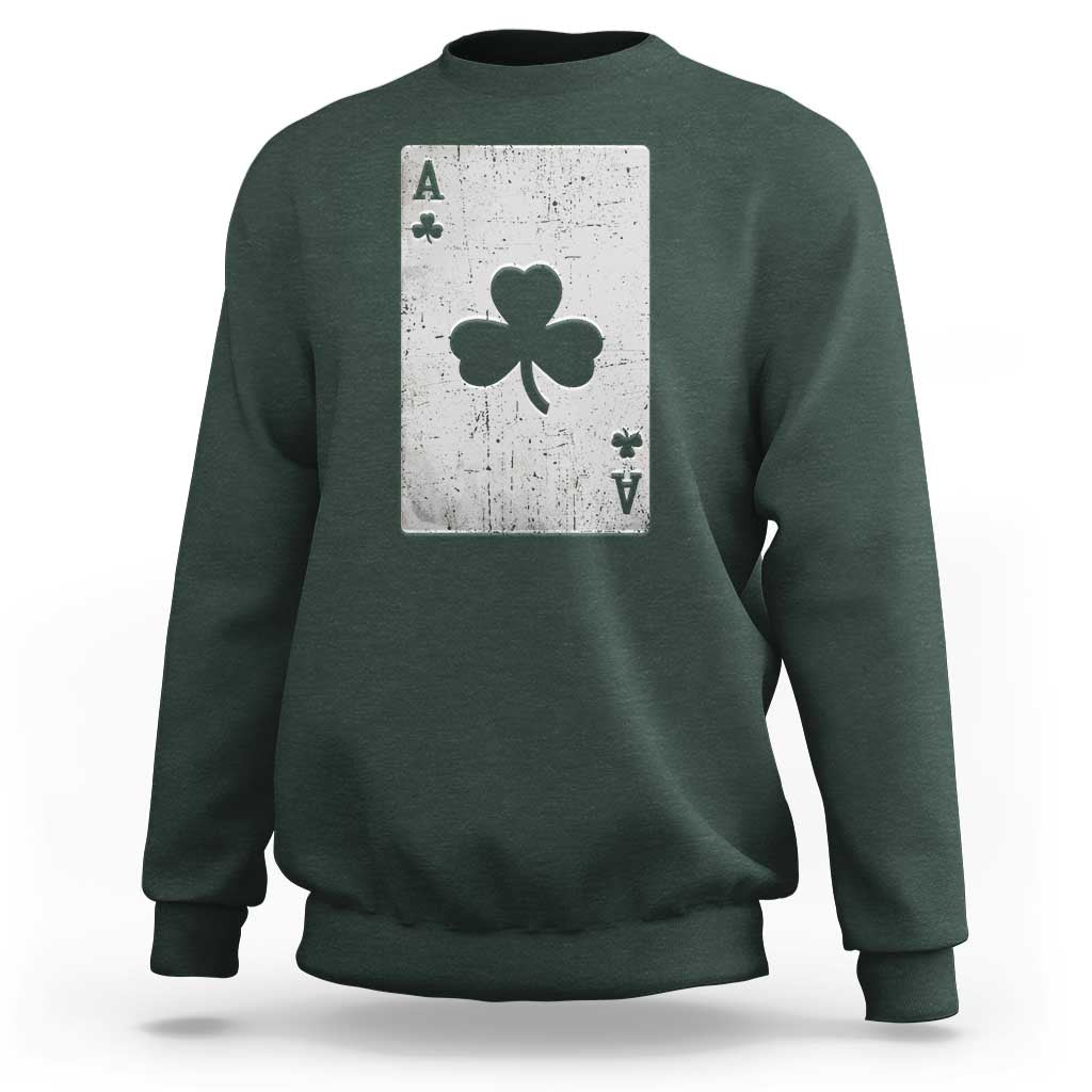 Funny St Patrick's Day Shamrock Clubs Poker Card Sweatshirt