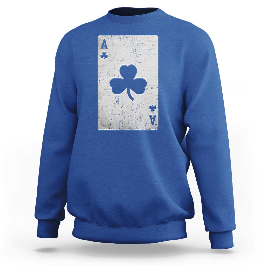 Funny St Patrick's Day Shamrock Clubs Poker Card Sweatshirt