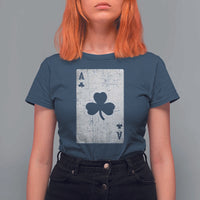 Funny St Patrick's Day Shamrock Clubs Poker Card T Shirt For Women