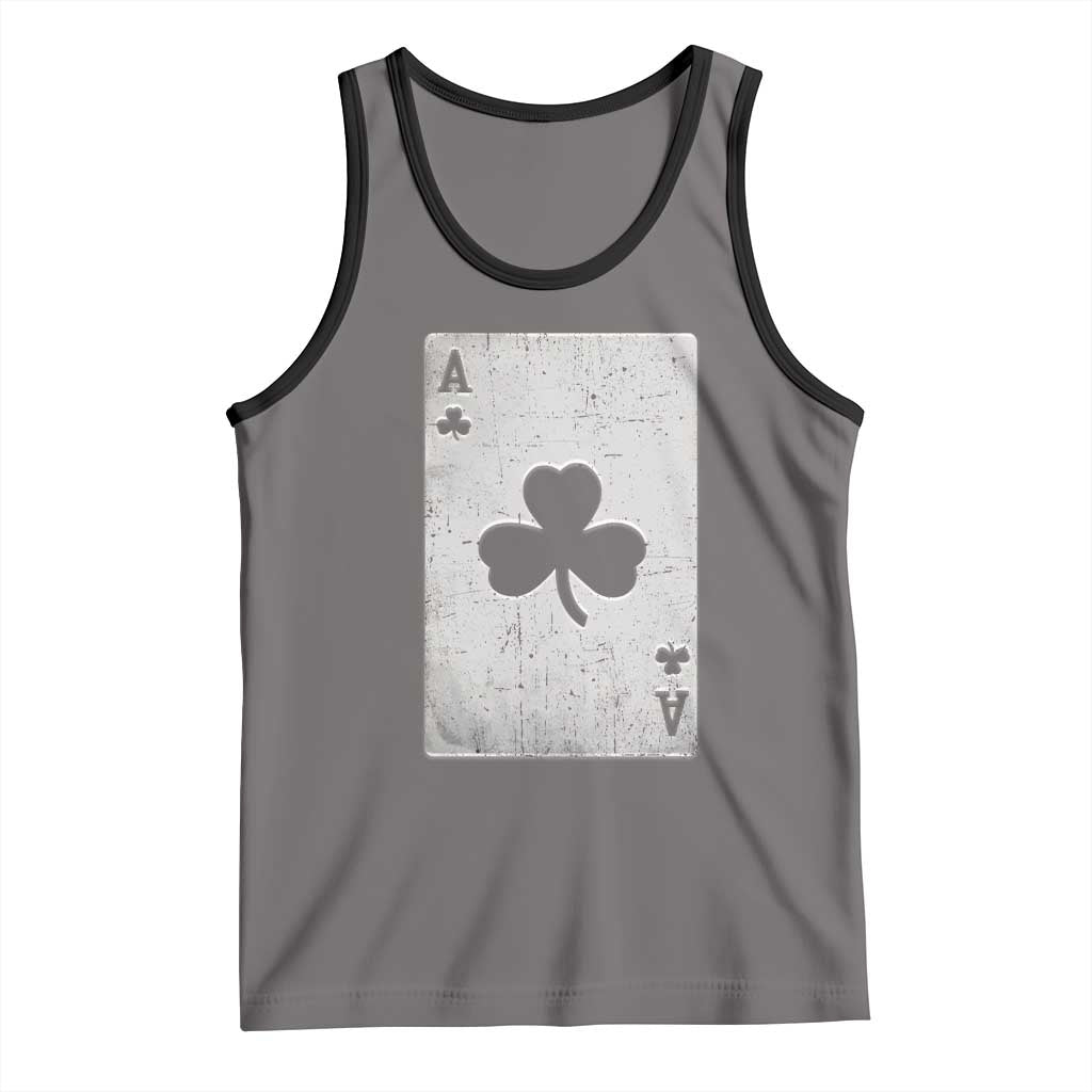 Funny St Patrick's Day Shamrock Clubs Poker Card Tank Top