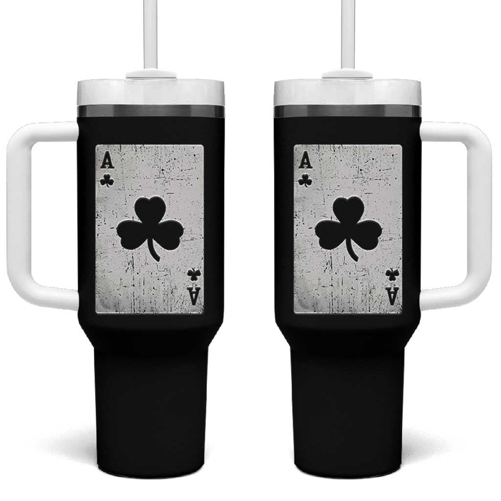 Funny St Patrick's Day Shamrock Clubs Poker Card Tumbler With Handle