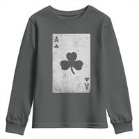 Funny St Patrick's Day Shamrock Clubs Poker Card Youth Sweatshirt