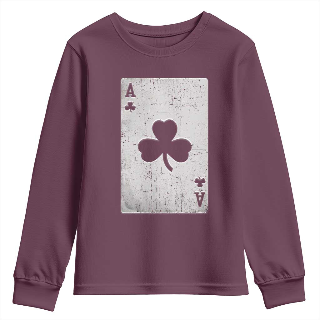 Funny St Patrick's Day Shamrock Clubs Poker Card Youth Sweatshirt