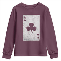 Funny St Patrick's Day Shamrock Clubs Poker Card Youth Sweatshirt