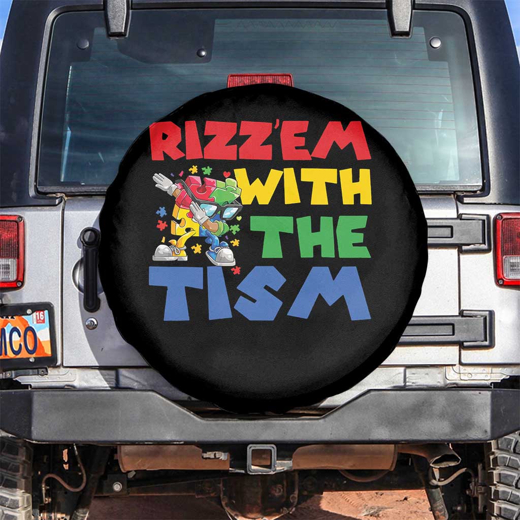 Funny Rizz Em With The Tism Spare Tire Cover Autism Awareness Dabbing Puzzle