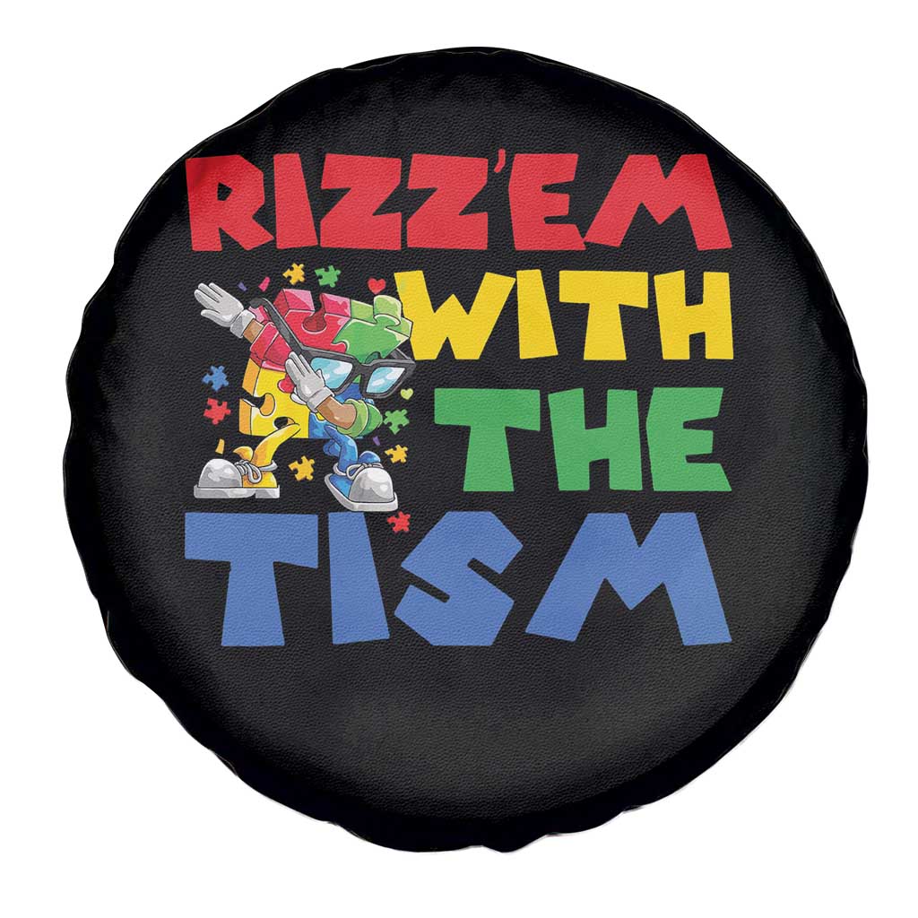 Funny Rizz Em With The Tism Spare Tire Cover Autism Awareness Dabbing Puzzle