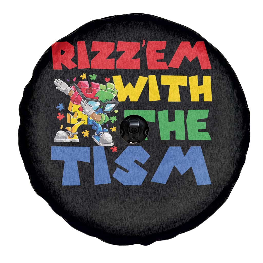 Funny Rizz Em With The Tism Spare Tire Cover Autism Awareness Dabbing Puzzle