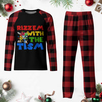 Funny Rizz Em With The Tism Plaid Pajama Set Autism Awareness Dabbing Puzzle