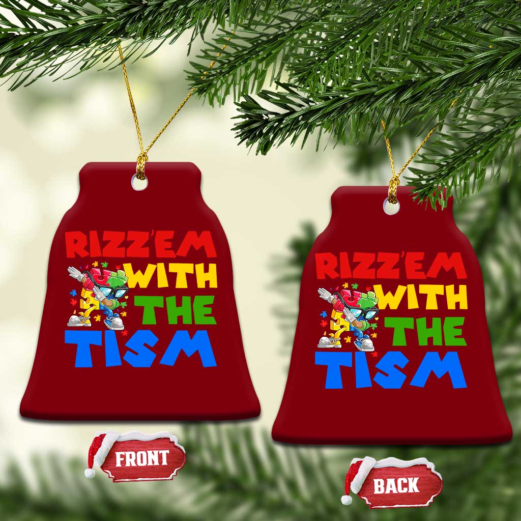 Funny Rizz Em With The Tism Ceramic Ornament Autism Awareness Dabbing Puzzle