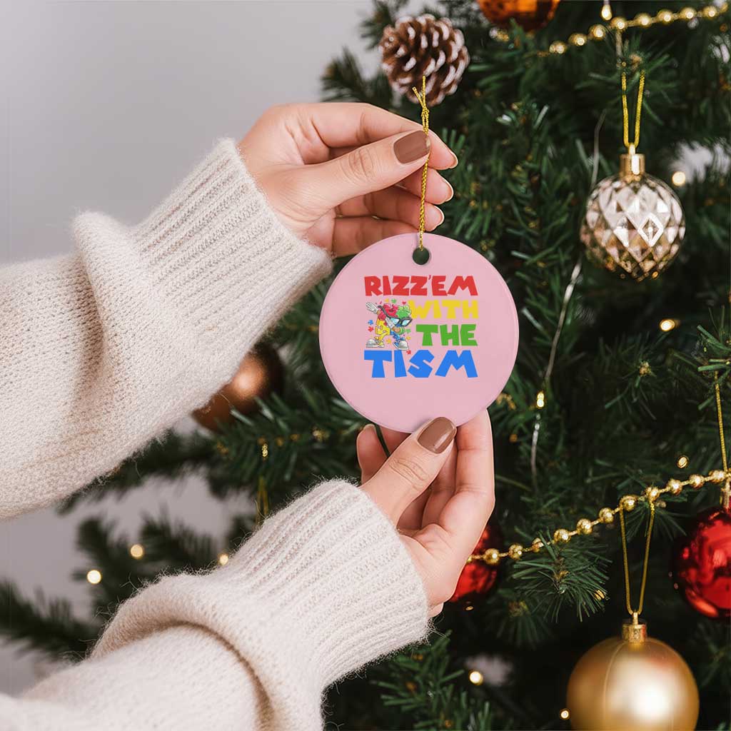 Funny Rizz Em With The Tism Ceramic Ornament Autism Awareness Dabbing Puzzle