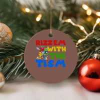 Funny Rizz Em With The Tism Ceramic Ornament Autism Awareness Dabbing Puzzle