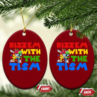 Funny Rizz Em With The Tism Ceramic Ornament Autism Awareness Dabbing Puzzle