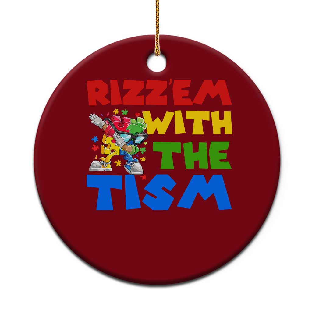 Funny Rizz Em With The Tism Ceramic Ornament Autism Awareness Dabbing Puzzle
