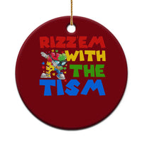 Funny Rizz Em With The Tism Ceramic Ornament Autism Awareness Dabbing Puzzle