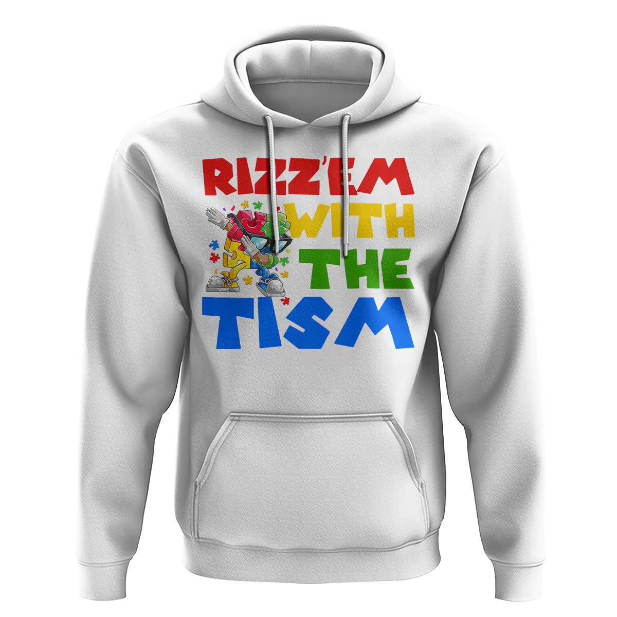 Funny Rizz Em With The Tism Hoodie Autism Awareness Dabbing Puzzle