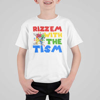 Funny Rizz Em With The Tism T Shirt For Kid Autism Awareness Dabbing Puzzle