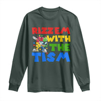 Funny Rizz Em With The Tism Long Sleeve Shirt Autism Awareness Dabbing Puzzle