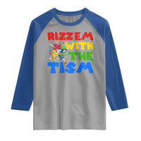 Funny Rizz Em With The Tism Raglan Shirt Autism Awareness Dabbing Puzzle