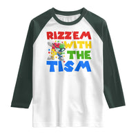 Funny Rizz Em With The Tism Raglan Shirt Autism Awareness Dabbing Puzzle
