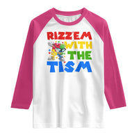 Funny Rizz Em With The Tism Raglan Shirt Autism Awareness Dabbing Puzzle