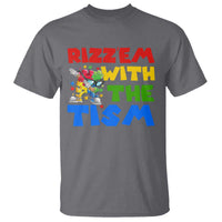 Funny Rizz Em With The Tism T Shirt Autism Awareness Dabbing Puzzle