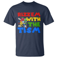 Funny Rizz Em With The Tism T Shirt Autism Awareness Dabbing Puzzle