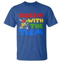 Funny Rizz Em With The Tism T Shirt Autism Awareness Dabbing Puzzle