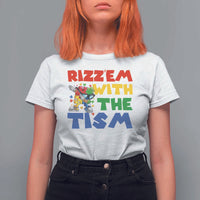 Funny Rizz Em With The Tism T Shirt For Women Autism Awareness Dabbing Puzzle