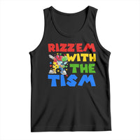 Funny Rizz Em With The Tism Tank Top Autism Awareness Dabbing Puzzle
