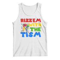 Funny Rizz Em With The Tism Tank Top Autism Awareness Dabbing Puzzle