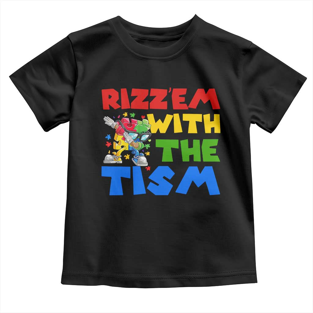 Funny Rizz Em With The Tism Toddler T Shirt Autism Awareness Dabbing Puzzle