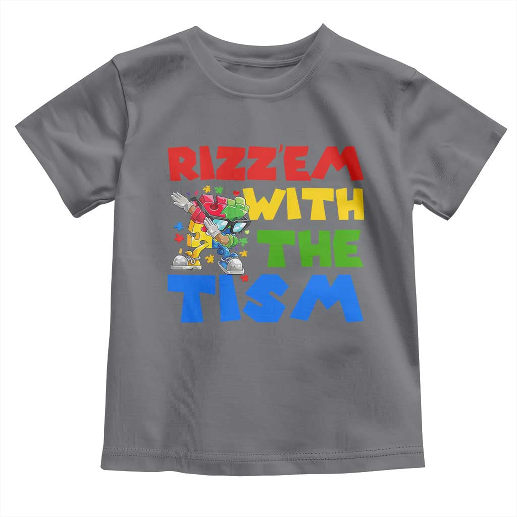 Funny Rizz Em With The Tism Toddler T Shirt Autism Awareness Dabbing Puzzle