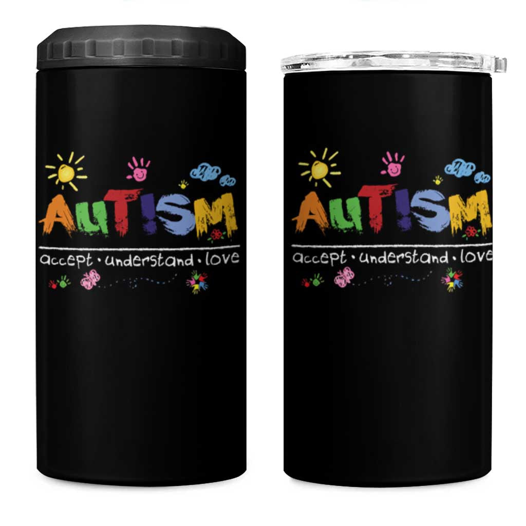 Autism Acceptance Month 4 in 1 Can Cooler Tumbler Autism Accept Understand Love SPED Teachers