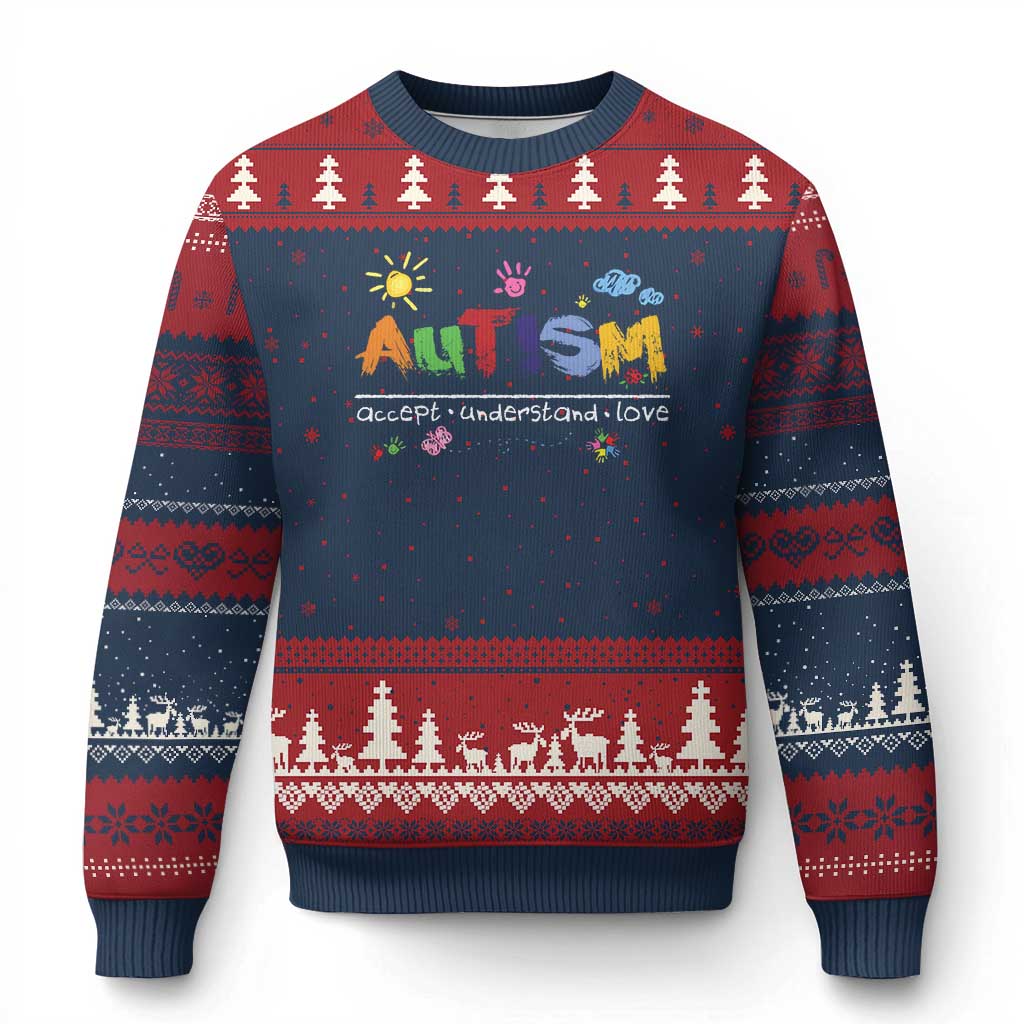 Autism Acceptance Month Ugly Christmas Sweater Autism Accept Understand Love SPED Teachers