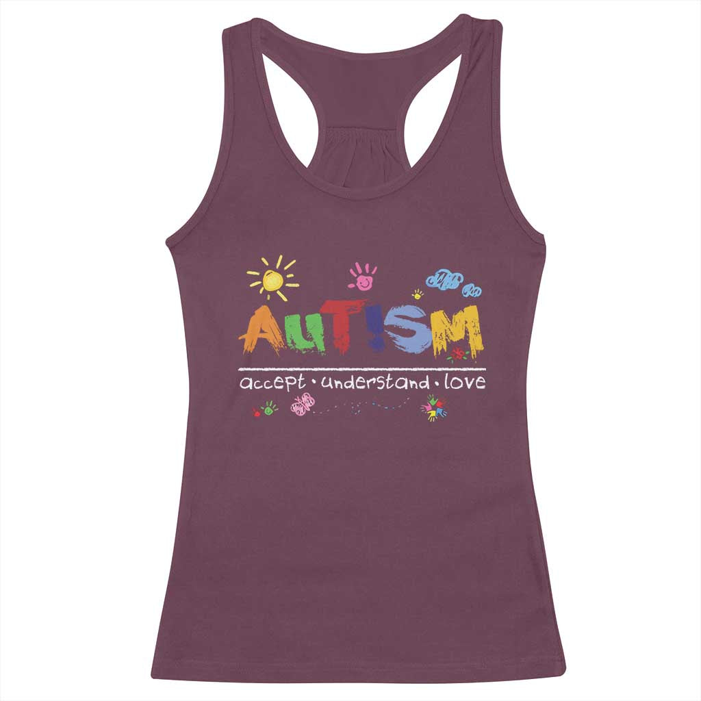 Autism Acceptance Month Racerback Tank Top Autism Accept Understand Love SPED Teachers