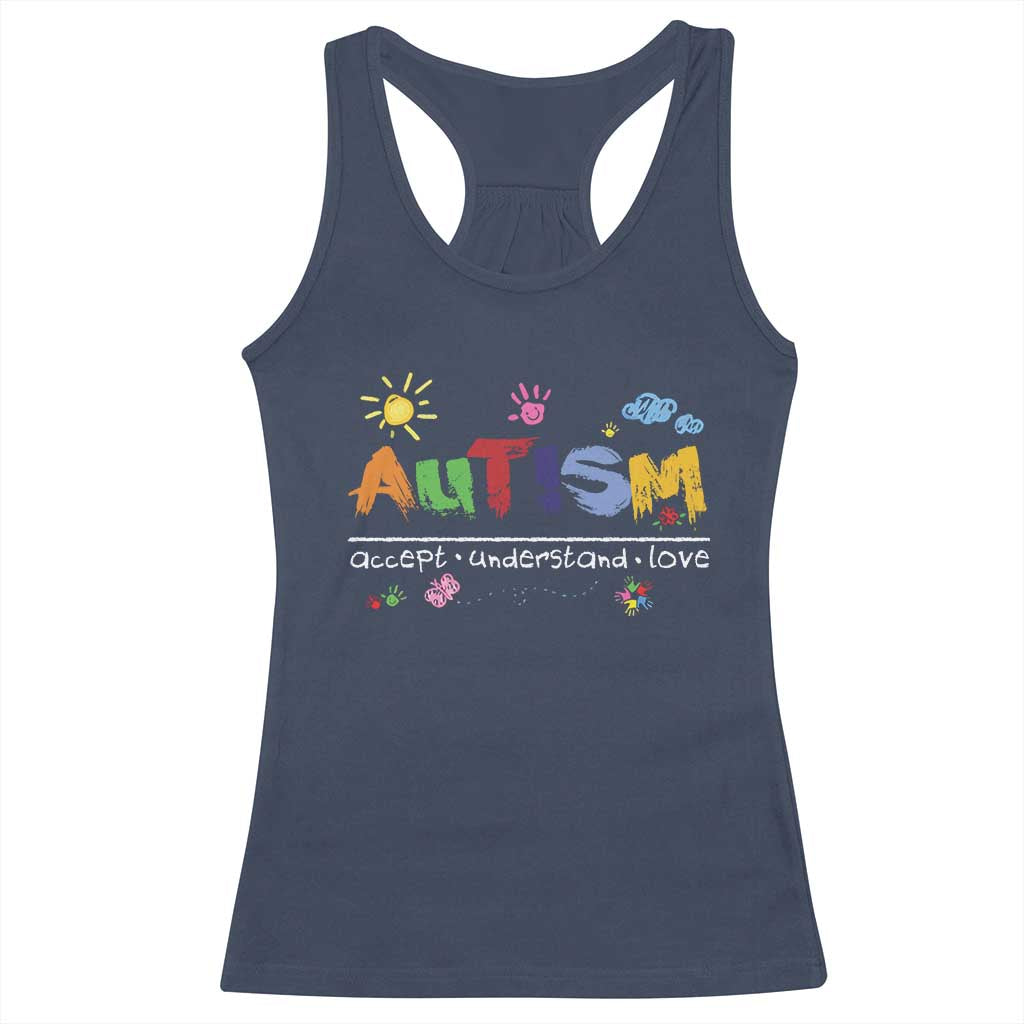 Autism Acceptance Month Racerback Tank Top Autism Accept Understand Love SPED Teachers