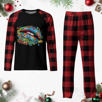 Funny Kiss My Aspergers Plaid Pajama Set Asperger Syndrome Autism Awareness