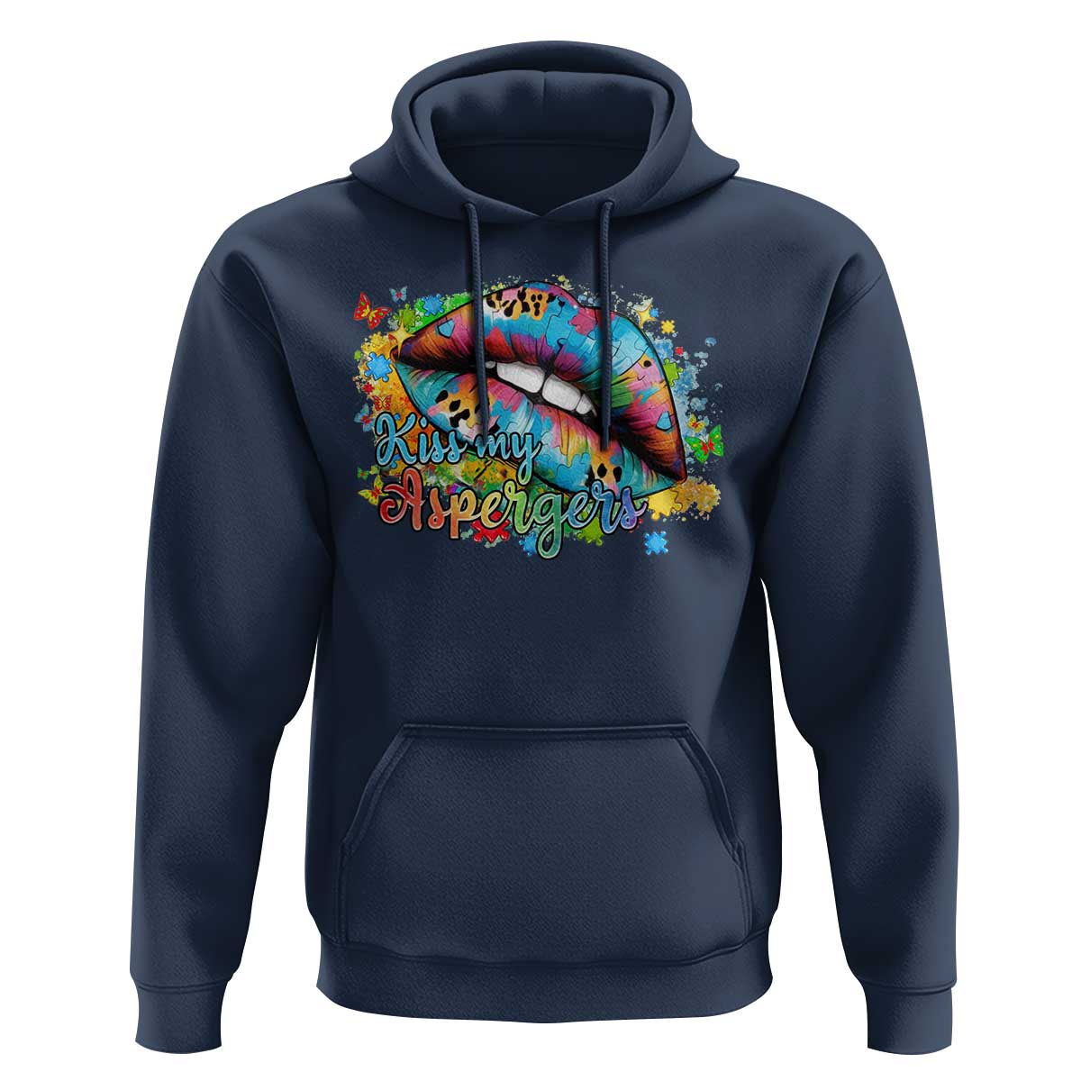 Funny Kiss My Aspergers Hoodie Asperger Syndrome Autism Awareness