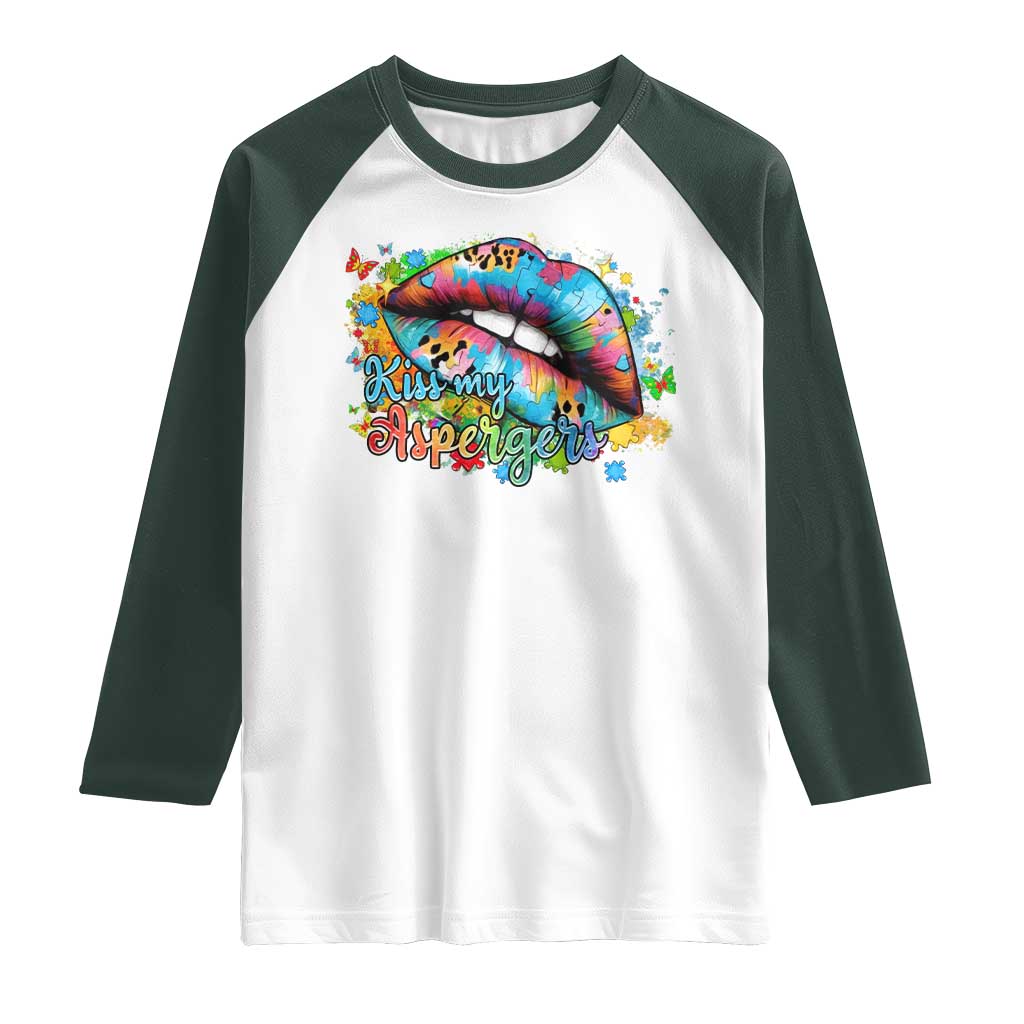 Funny Kiss My Aspergers Raglan Shirt Asperger Syndrome Autism Awareness